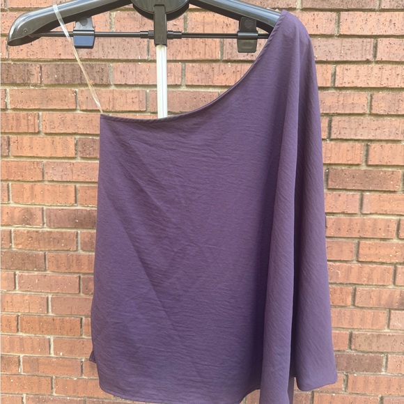 Entro One Shoulder Drape Top Poncho Blouse Deep Purple Size Medium New - Picture 1 of 7